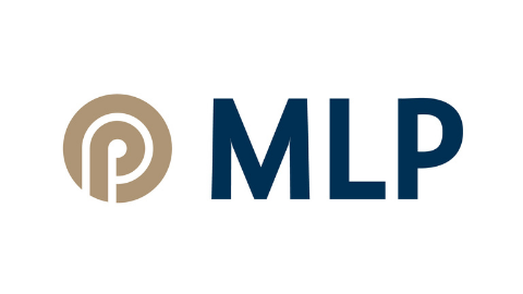 braun-blaues Logo MLP auf weißem Hintergrund