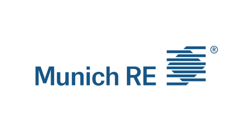 blaues Logo Munich RE auf weißem Hintergrund