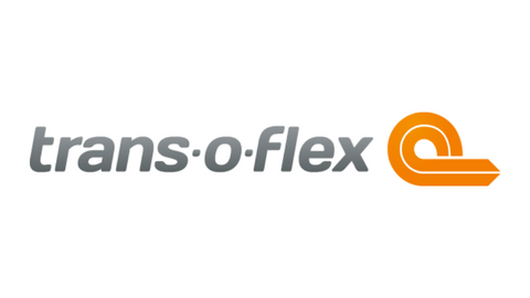 graues Logo trans-o-flex mit orangenem Icon